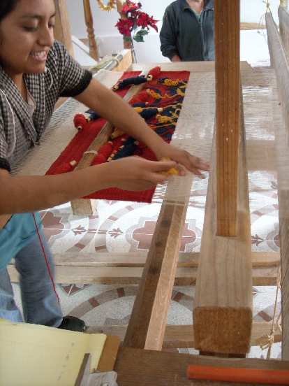 At El Encanto, we were given a weaving demonstration on this loom.