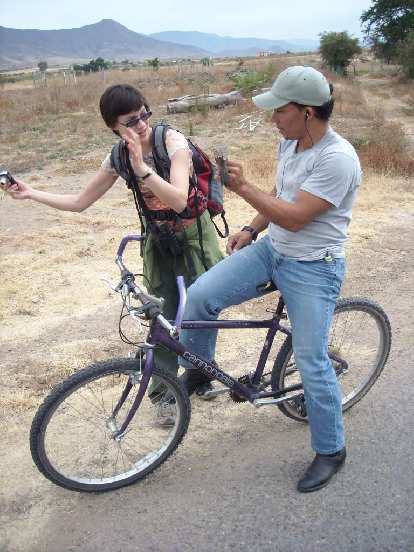A local named Yoaquin who had moved from Cuba two weeks ago rolled up on a Cannondale M300. Here's Sarah talking with him. A local named Yoaquin who had moved from Cuba two weeks ago rolled up on a Cannondale M300. Here's Sarah talking with him.