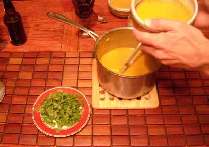 Nick made this excellent butternut squash soup.  Delish!