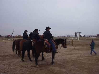Local authorities were present on horses. Local authorities were present on horses.