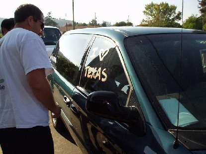 3:39 p.m.: "What the heck is this?" While Van #2 members had a spaghetti feast in Napa, the van got tatted by the Texas group! 3:39 p.m.: "What the heck is this?" While Van #2 members had a spaghetti feast in Napa, the van got tatted by the Texas group!