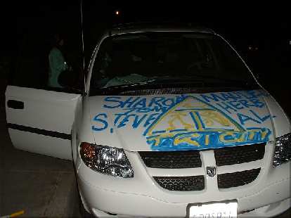 Photo: Here's how Van #2 was decorated with its members names...