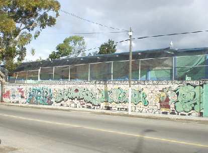 Here's why: the rest of them, like this wall, all had graffiti on them.  Okay, maybe not all, but it seemed that way.  It makes my childhood home town of Stockton look even relatively clean...