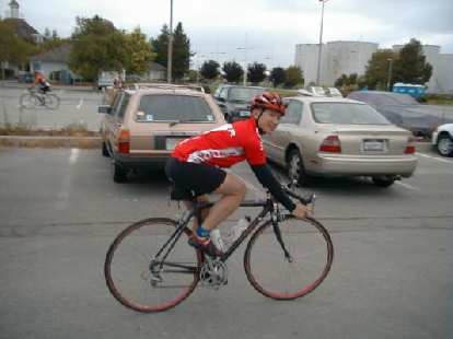 Adam Tow, red cycling jersey, carbon-fiber Trek OCLV, 1999 Tour du Jour