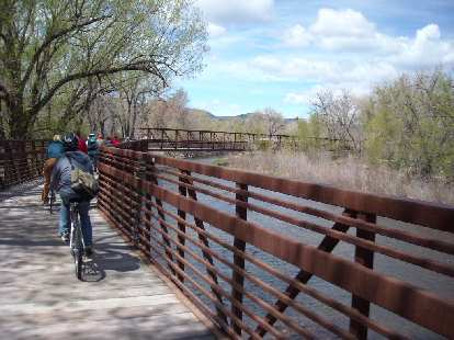 Cruising over a bridge above the Poudre River to the Laporte Old Feed Store.