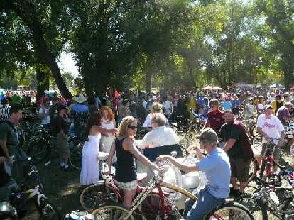 Gathering at "the Mothership" (New Belgium) before commencing the parade through downtown Fort Collins. Gathering at "the Mothership" (New Belgium) before commencing the parade through downtown Fort Collins.