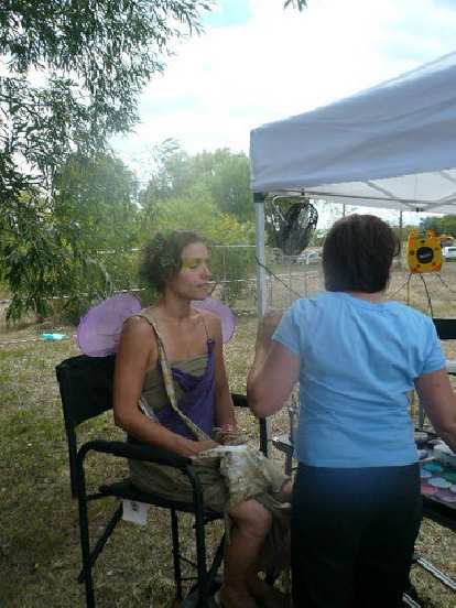 Leah getting face-painted. Leah getting face-painted.
