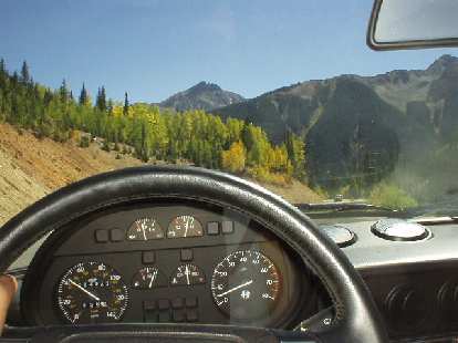 The view ahead of the driver's seat of the Alfa Romeo. The view ahead of the driver's seat of the Alfa Romeo.