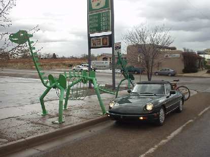 The Alfa and some dinosaurs in Blanding, where there's even a dinosaur museum. The Alfa and some dinosaurs in Blanding, where there's even a dinosaur museum.