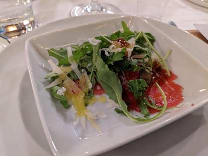 Salad with Serrano ham.