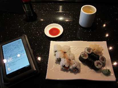 Having sushi at Azuma Sushi.