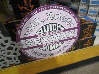 Sexwax (I think for surfboards?) was sold at the Sports Rent store in Victoria I rented the bicycle at for $12 for two hours.