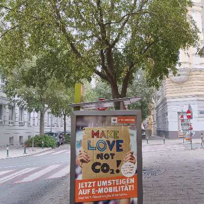 Billboards in Vienna advocated making love instead of CO2. (13 Oct 2019) Photo: Billboards in Vienna advocated making love instead of CO2.