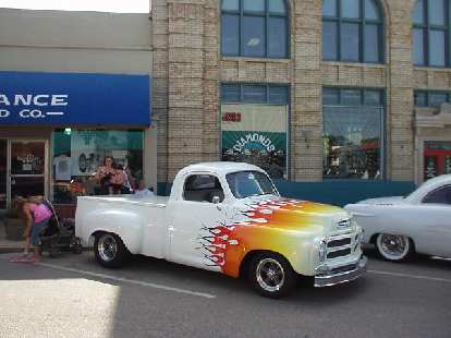 A truck with flames, which are always popular with hot rodders.
