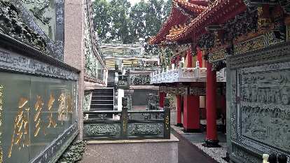 Outdoor hallway at the Wen Wu Temple in Yuchi Township, Taiwan.