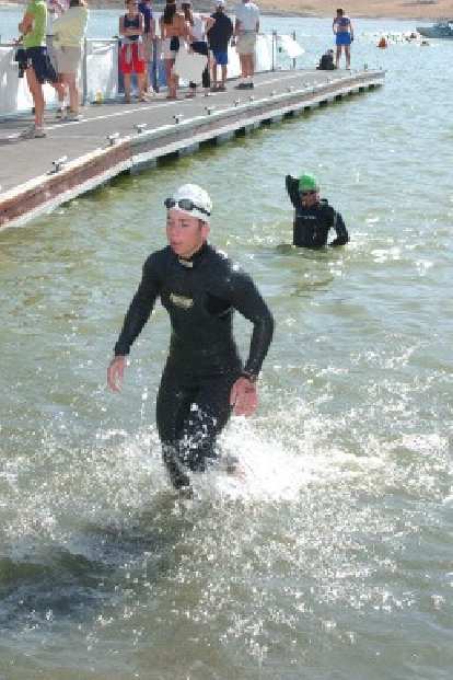 Meanwhile, Sharon (whose wave started 1 hour after mine) was coming out of the water. Her swim leg was only 4 minutes slower than Heather Gollnick's, the winner of last year's Ironman Coeur d'Alene. Meanwhile, Sharon (whose wave started 1 hour after mine) was coming out of the water. Her swim leg was only 4 minutes slower than Heather Gollnick's, the winner of last year's Ironman Coeur d'Alene.