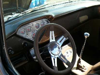Photo: Interior of the Chevy hot rod.