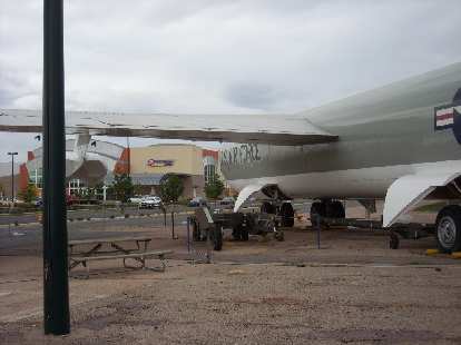 Outside the museum was this U.S. Air Force bomber, with a humungous 24 Hour Fitness in the background.