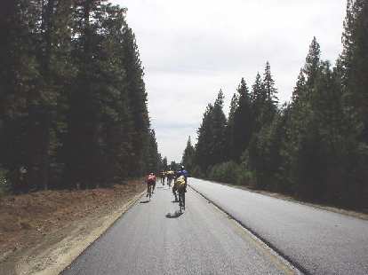 Mile 95: Following a pilot car and other cyclists during a paving project for 6 miles.