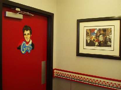 This McDonald's was fashioned after an old drive-in, kind of like a Mel's Diner in San Francisco. The men's bathroom door even had Elvis on it...