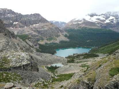 The view from the southeast of Lake O'Hara.