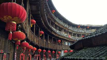 More lanterns inside a Hakka Tulou in Yongding.