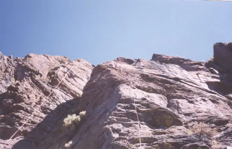 Felix Wong sport leading the 5.10- on the right.  Sharon had already finished leading the 5.11- on the left.