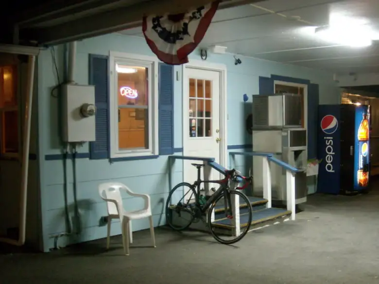 [Mile 235, 9:45 p.m.] Made it to the Blue Spruce Hotel, where I slept the first night.