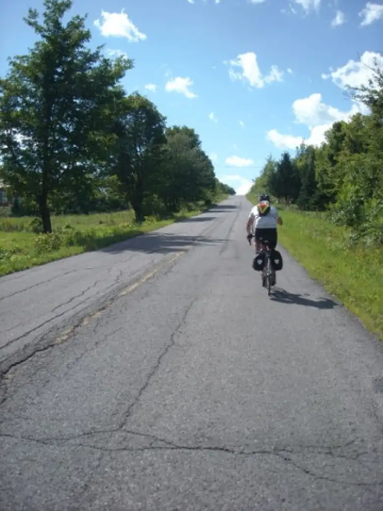 [Mile 356] Ted passed me up while I was stopped to take off my gloves, just moments before we had to go up Covey Hill (another 15+% grade).