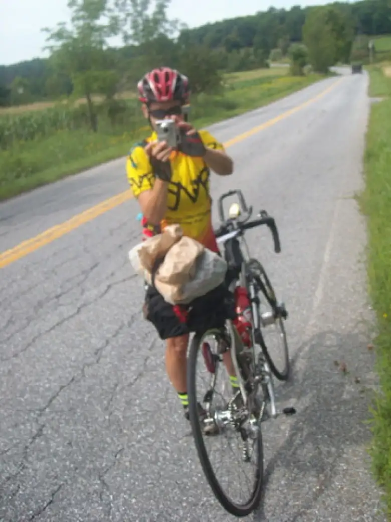 [Mile 517] I ran into Susan—the organizer of this year's mass-start BMB Permanent—on the way to Middlebury, Vermont. She was sick the first couple days, she was still on her way out to Montreal at Mile 236.