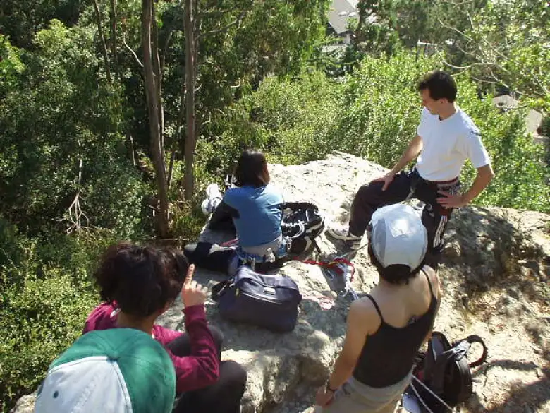 Alyssa setting up anchors at the top while assuring Kristian, Martha, and Stacey that we would not die on them. Alyssa setting up anchors at the top while assuring Kristian, Martha, and Stacey that we would not die on them.