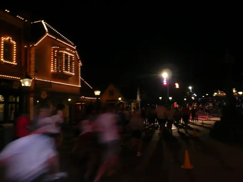 [Mile 2, 6:10 a.m.] Running around the area of the Epcot Center (possibly Ave. of the Stars)?