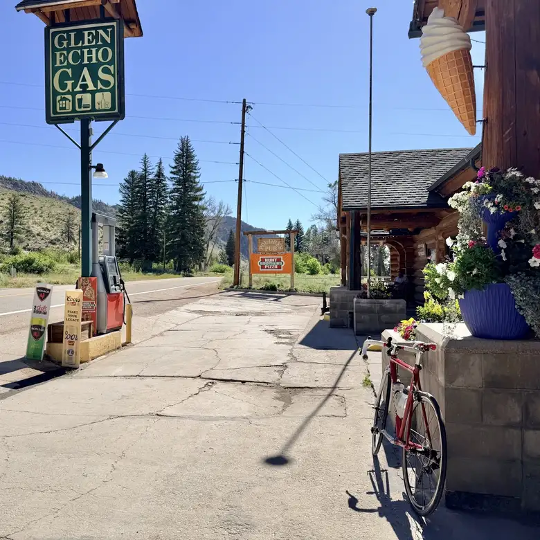 I stopped at the Glen Echo Resort in Rustic, Colorado for fluids and a bathroom stop.