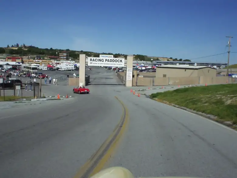 After having to ascend a 16% grade, there it was... the racing paddock!
