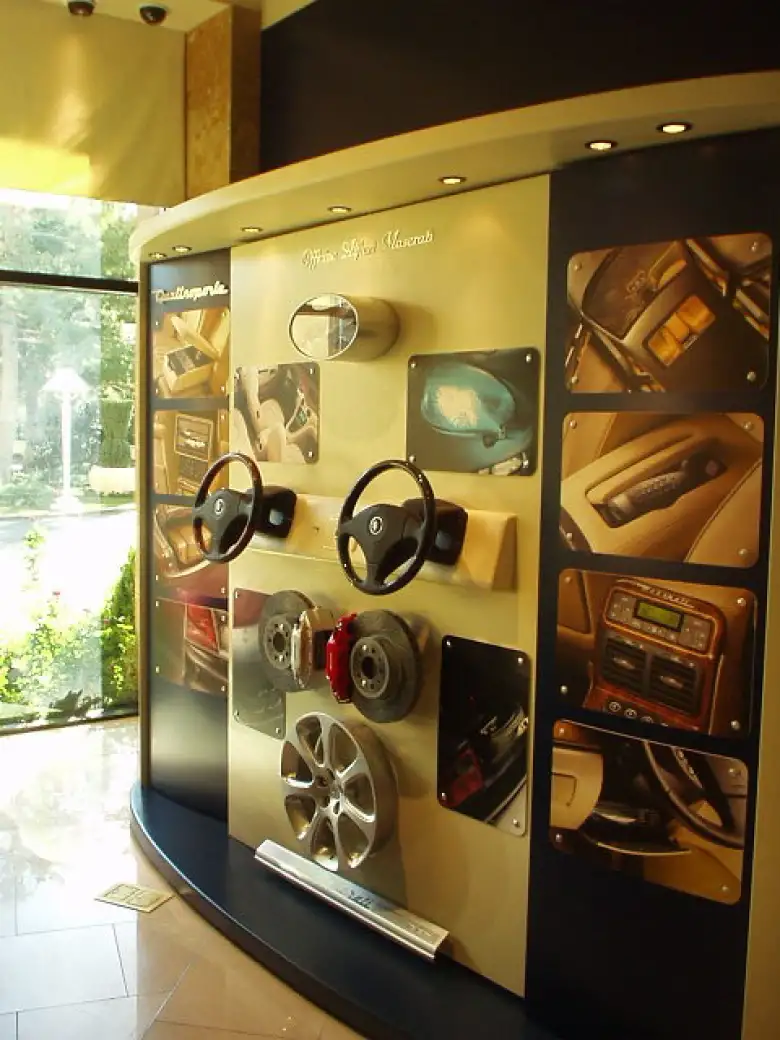 Maserati steering wheels and other parts.