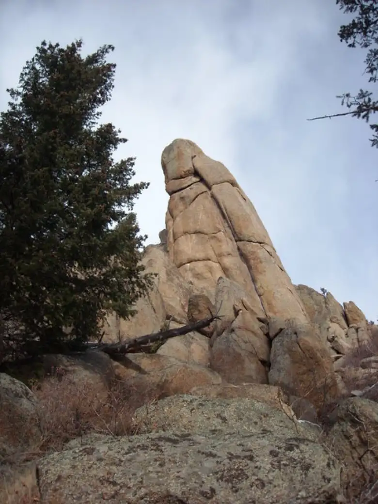 A cool spire off the Batman trail.  I could not determine the name of this rock either.