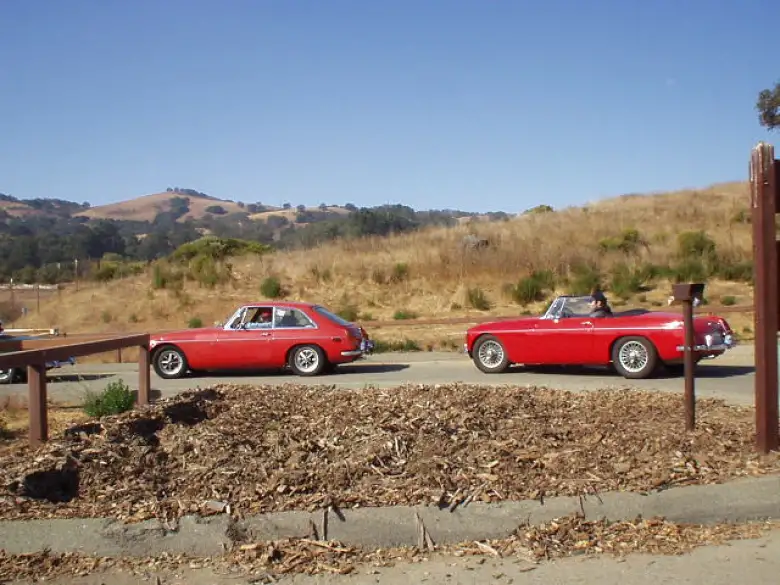 Halfway up the mountain, we stopped at a little rest stop.  Here is a MGB GT and roadster going back out to go up to Lick Observatory.