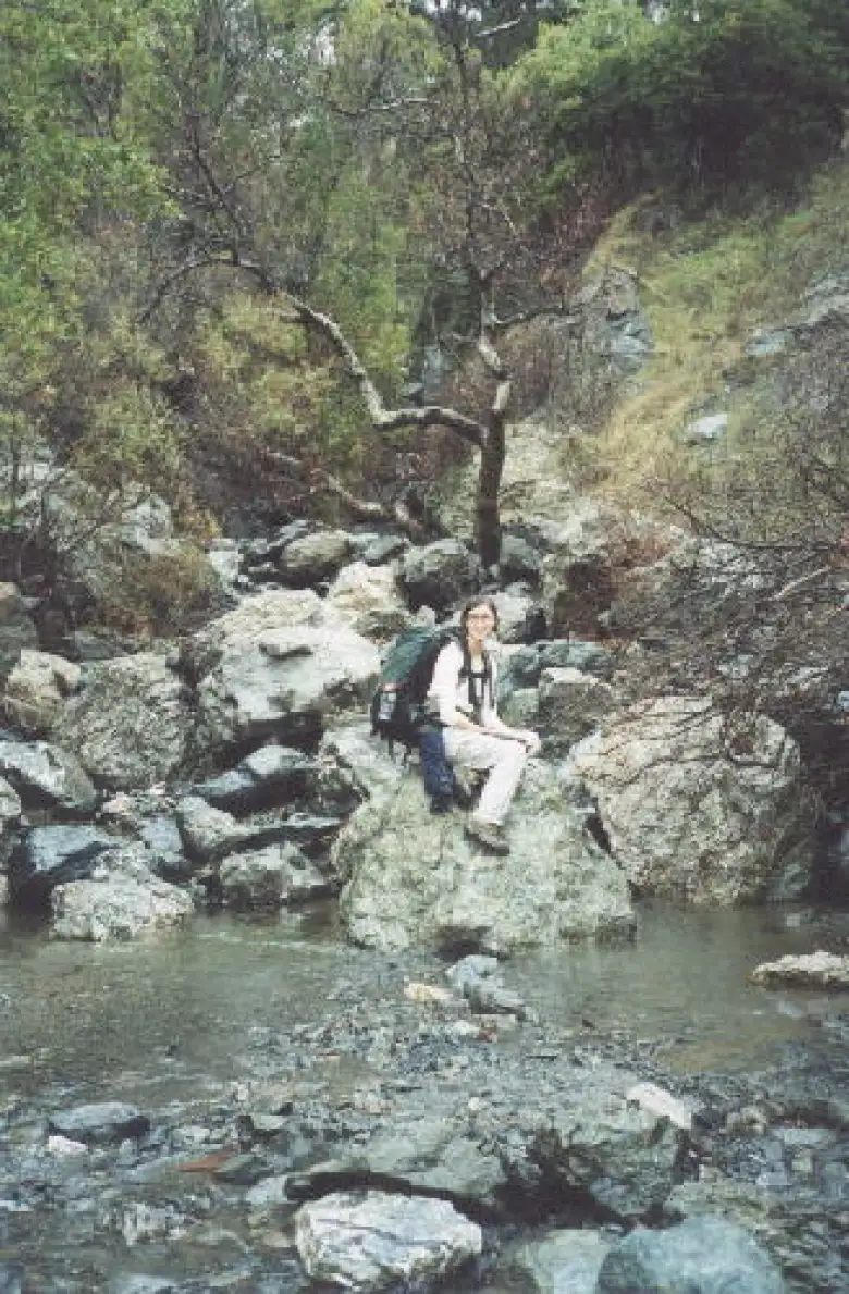 Take a quick breather along a stream. Take a quick breather along a stream.