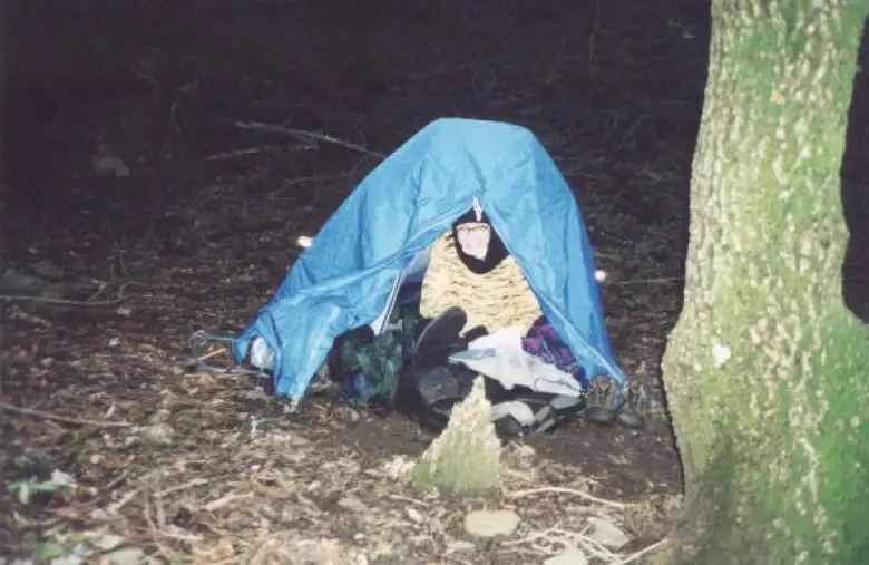Up at 7:30 a.m.: Sarah in my trusty Sierra Designs Clip Flashlight CD. Up at 7:30 a.m.: Sarah in my trusty Sierra Designs Clip Flashlight CD.