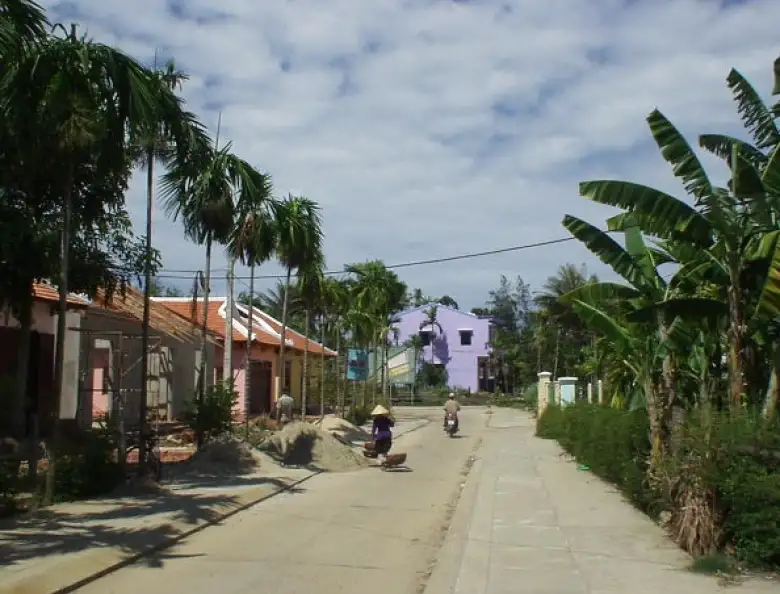Colorful homes in quiet Kim Bong, where ships and other wood works were constructed.