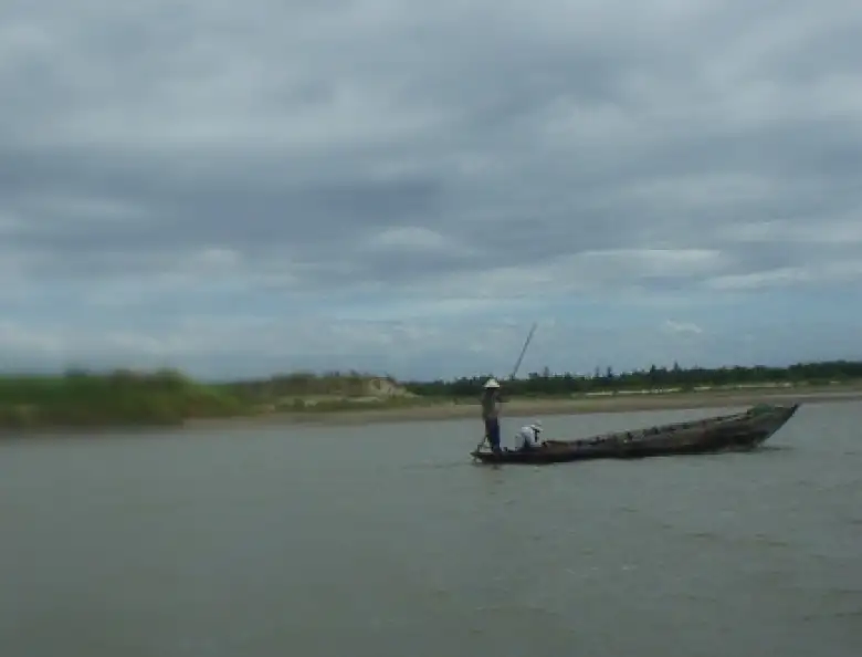 On the river.