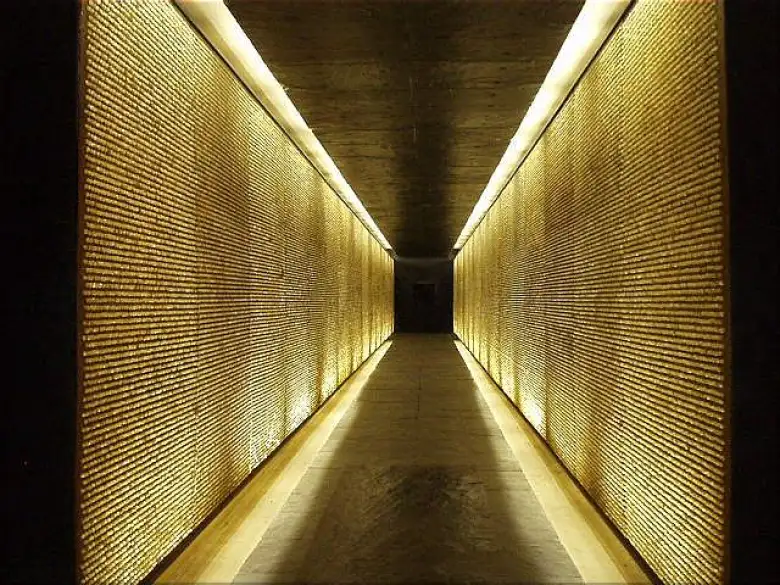 There are 200,000 lighted crystals inside the memorial representing the 200,000 French people who died in the camps.  The feeling of claustrophobia here is intentional and symbolic.