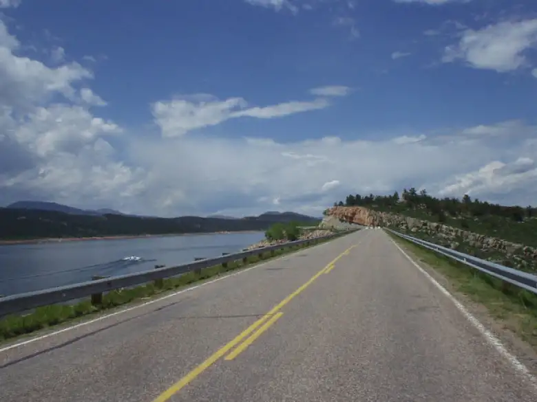 [Mile 136, 2:16 p.m.] After an energy-sapping climb, Carter Lake was in view.