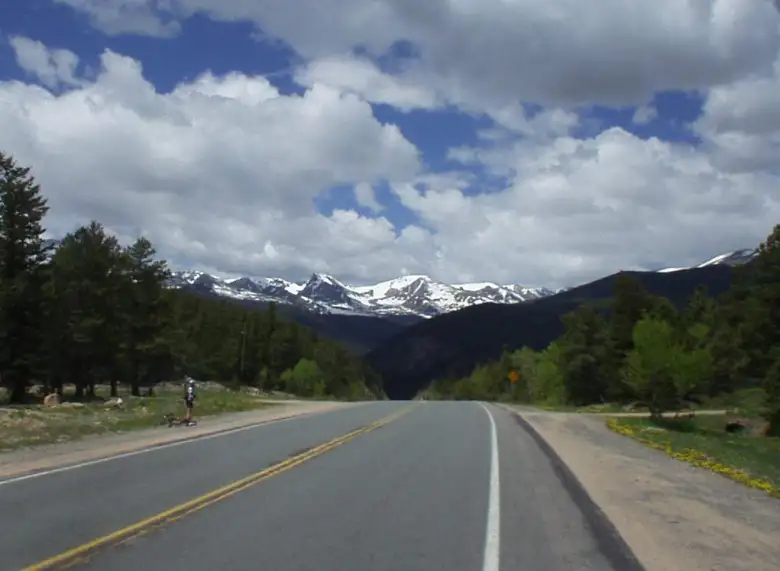 [Mile 97, 11:34 a.m.] Glorious world-class descent on Hwy 7 through St. Vrain Canyon!