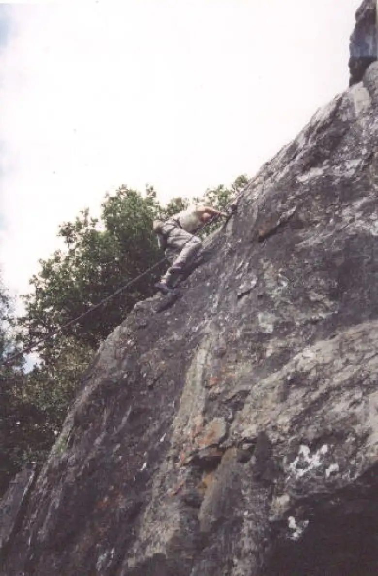 Sarah now on the climb.  Go, Sarah!