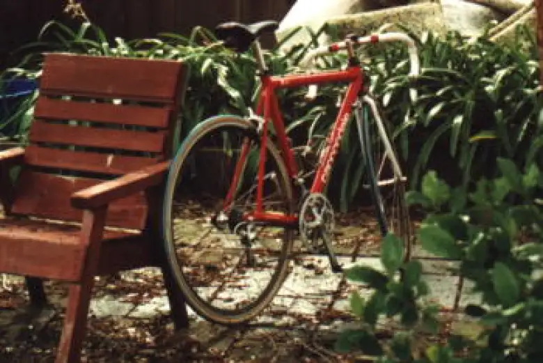 1999 marked her next major componentry upgrade: to 27-speed Campagnolo components!  For a few months we also experimented with some (hideous-looking) green Michelin tires (sorry, Canny).