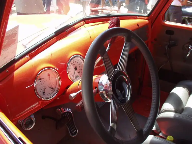 Check out the stalk levers and the accelerator pedal in this photo.
