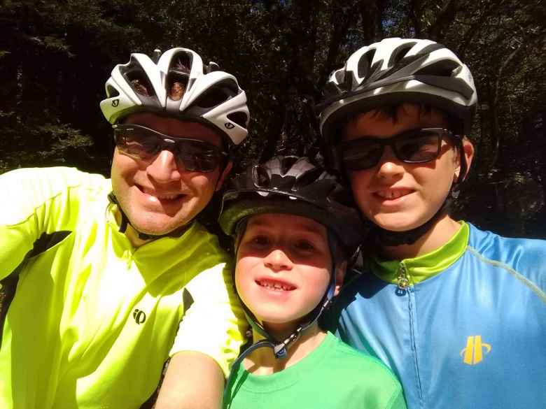 AJ Simon and his sons Tom and Ben on Old La Honda Road.