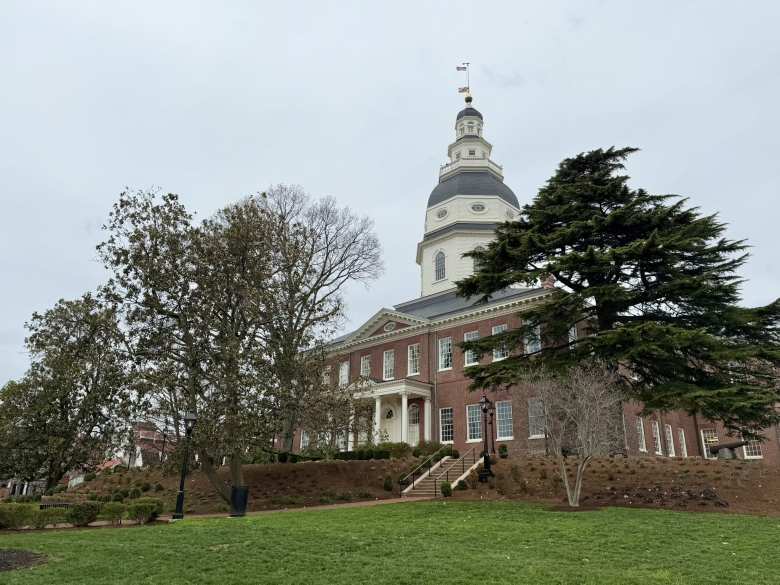 The rear of the Maryland State House.