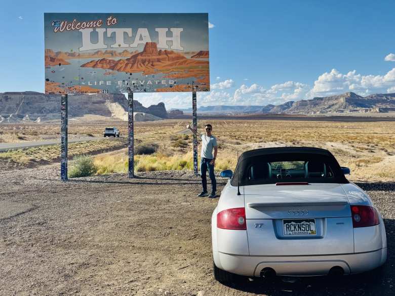 Andrea looking at the dam over the Colorado River in Page, Arizona.